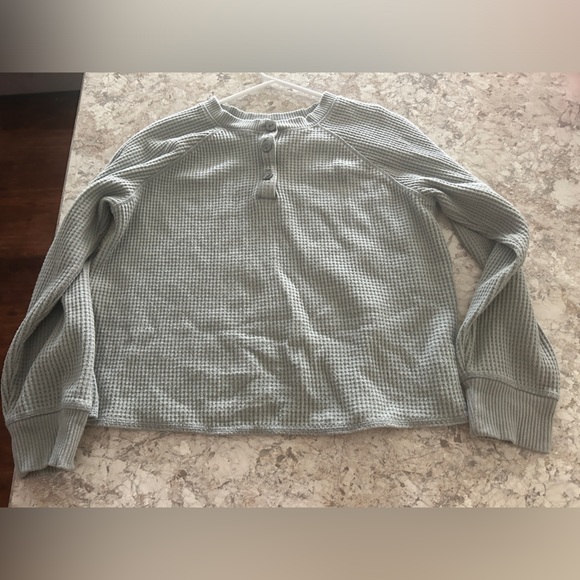 Old Navy Waffle Knit Henley Sweater Medium Green Women’s - Picture 5 of 10